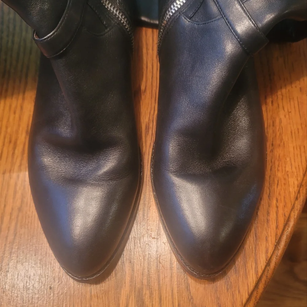 Donald Pliner Black Genuine Leather Tall Over The Knee Riding Boots Shoes Size 8